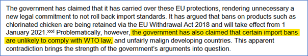 On the subject of “hormone beef”, the report seems to deny that some import bans might violate WTO agreements.It fails to acknowledge that the ban on “hormone beef” is already WTO-illegal.US case DS26:  https://www.wto.org/english/tratop_e/dispu_e/cases_e/ds26_e.htmCanada case DS48:  https://www.wto.org/english/tratop_e/dispu_e/cases_e/ds48_e.htm6 /18