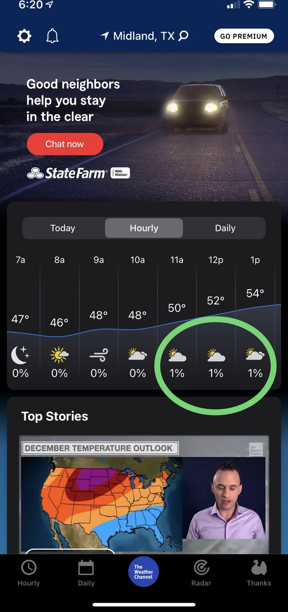 AllenDicharry's tweet photo. Midlanders looking for hope may now be comforted by an “increase” in the chance of rain later today. https://t.co/xOYFs9e7Bq