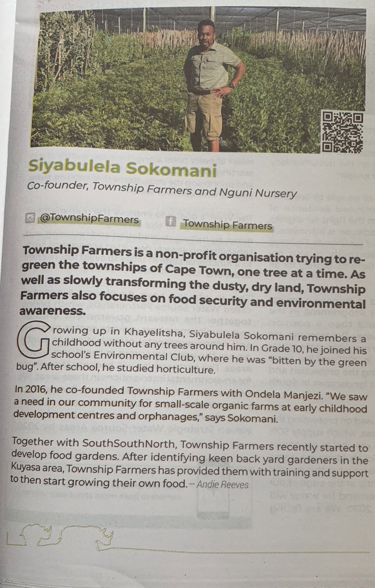 It’s an honour to be a finalist in the forest category of mail &amp; guardian #greeningthefuture awards. 
Congrats to Lauren of <a href="/Greenpop/">Greenpop</a> for winning the category. 
It’s insane to be named among all the other finalist who are doing great work! <a href="/NguniNursery/">Nguni Nursery</a> <a href="/TownshipFarmers/">TownshipFarmers</a> 
🌳🌳🌳