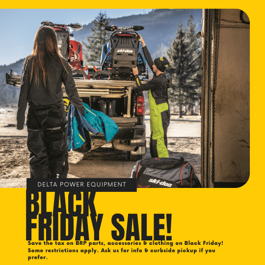 DeltaPowerEquip's tweet image. [BLACK FRIDAY SALE] Save the tax all day at our Tilbury &amp;amp; Seaforth stores! Great deals for Christmas shopping whether your loved ones are fans of @BRPSeaDoo , @CanAm or Ski-Doo. Shop in person, by phone or online! #deltapowerequipment #thatskidoofeeling deltapower.ca/inventory/cate…