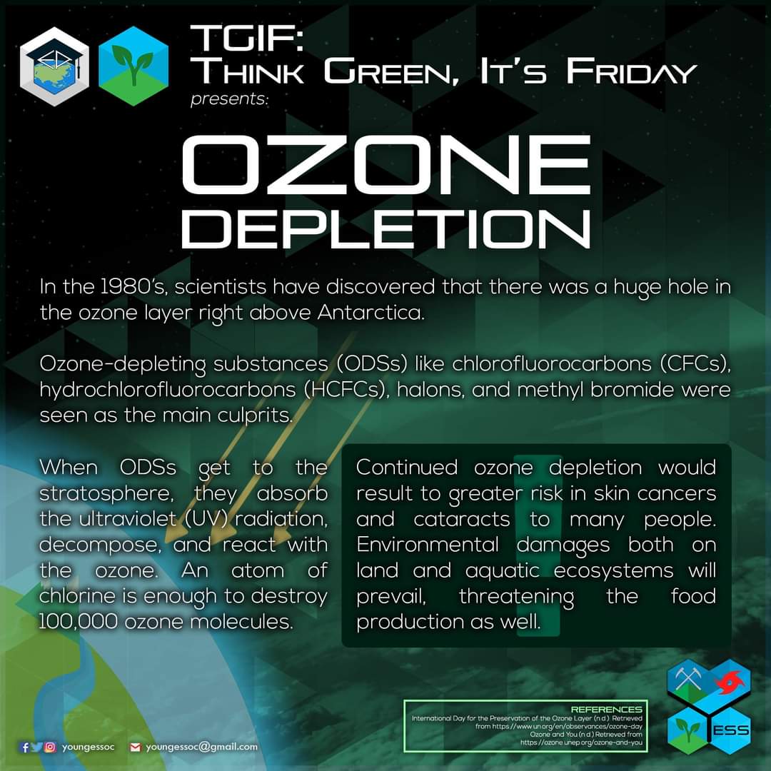 Earth Academy 🎓
TGIF presents: Ozone Depletion

Visit our Facebook page for more info!
Click here: shorturl.at/sOVYZ

#YESS
#TGIF
#EarthAcademy