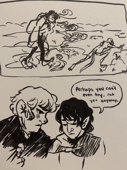 Super quick marker sketches because I spent the whole last hour of my shift thinking about this line. 
