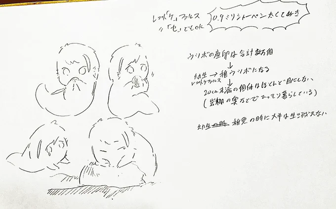 シャーペンでお絵描きしよーってクロッキー帳開いたらこんな落書きが?
(人権は幼少期(稚魚?)ジェイの方が大きかった説を推しています) 