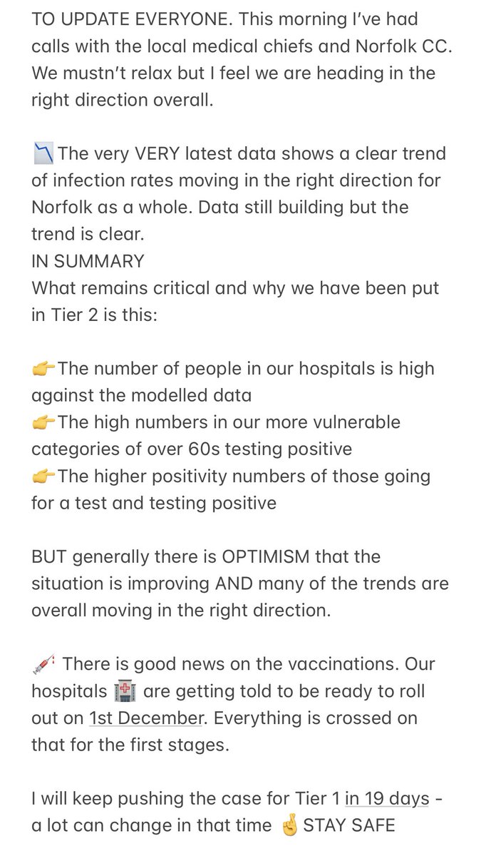 Good calls with <a href="/NorfolkCC/">Norfolk County Council</a> and @PHE_uk - crucial to understand where the data is moving, summary 👇 Will keep everyone updated.