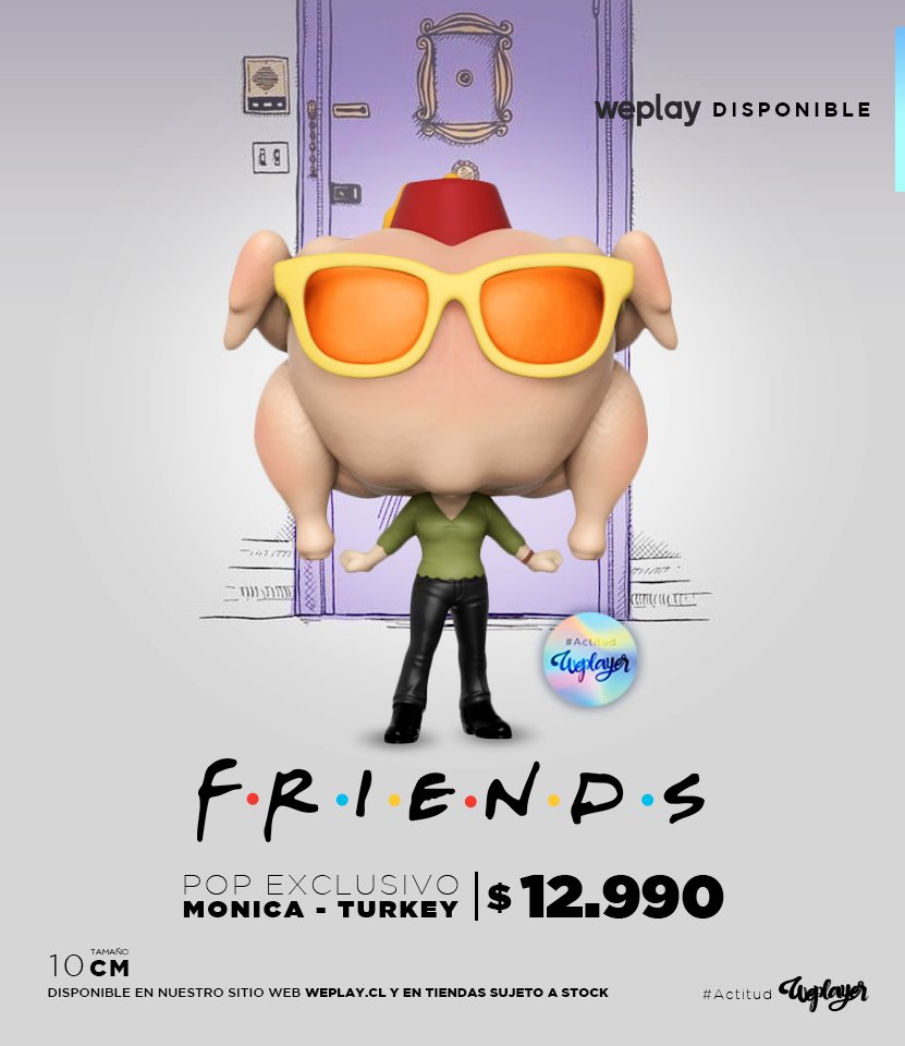 weplaystore_cl's tweet photo. Ayer fue #ThanksgivingDay en #EEUU 🙌Lo que nos recordó el gracioso #Funko Pop! exclusivo de #MonicaGeller #WithTurkey de #Friends 😍Seguro Much@s #Weplayers vieron el baile del mítico capitulo 😂Disponible en web ➡https://t.co/0Ymkaza3a2 ⬅ y en tiendas abiertas #WeplayStore https://t.co/rG0qKPWe49