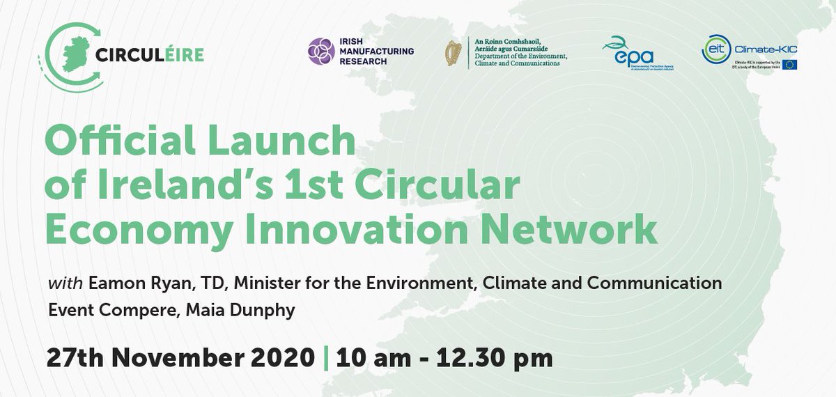 DCCEconDev's tweet photo. The future is circular! Well done @circuleire @EPAIreland @Dept_ECC @ClimateKIC_UKI on the launch of the National Platform for Circular Manufacturing. We are happy to share this initiative with the companies who completed our MODOS #circulareconomy training for SMEs #circuleire https://t.co/VwmqWQFtFk
