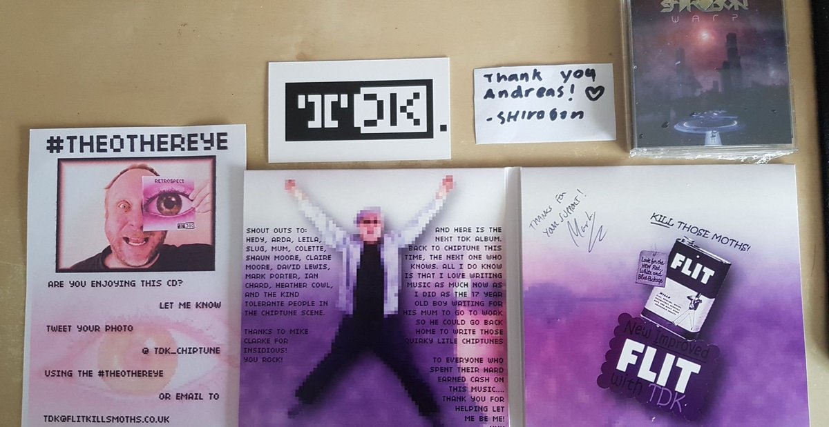 YuusouAmazing's tweet photo. Hmmmm... Despite the little gimmicks provided by @TDK_Chiptune, I still appreciate @shirobon's personal "Thank you" message more. Maybe Mark wins the physical goodie game next time 😄

Thank you both and stay safe! 👍 https://t.co/H4j0xZSJb9