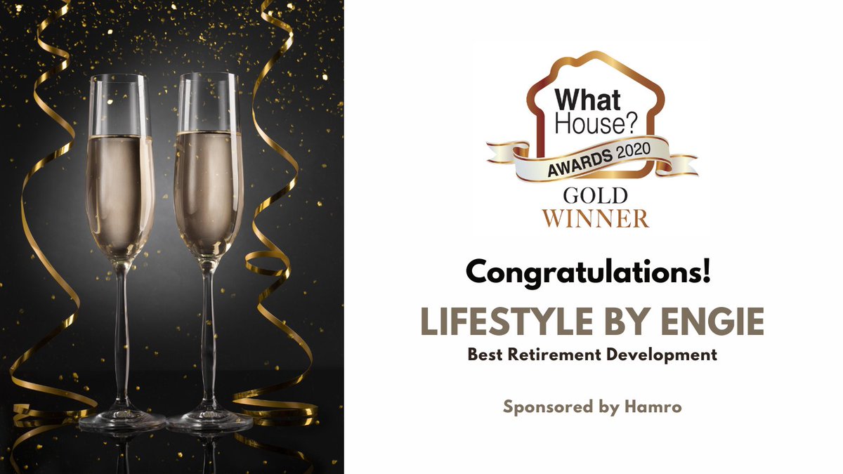 What_House's tweet photo. GOLD! Congratulations to Lifestyle by Engie who win Gold for Best Retirement Development, for Waterton Green, Walton. Sponsored by Hamro.

#WhatHouseAward2020 @ENGIE_UK @HamroPlc https://t.co/gkP0vXUJlE