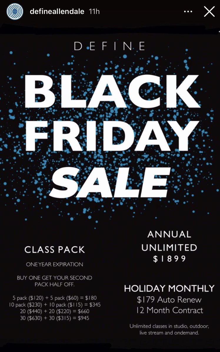 Check out our Black Friday Sale! Indoor & outdoor classes. Sign up now. Stronger together! https://t.co/gDuEmBsF0X #spin #yoga #barre #fitness #exercise #Bounce #momlife #teacher #running #Mindfulness #Stretching #workout #Lululemon #runners #cardio #health #streaming #gym #cycle https://t.co/vkVwltr2Dw