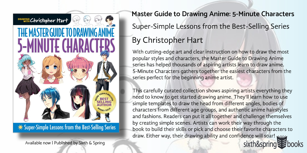 GMC_D's tweet photo. Another a new #drawingbook from #ChristopherHart now available in the UK is The Master Guide to #DrawingAnime - 5-Minute Characters. This #howtodraw guide by @SixthandSpring will have you mastering how draw #anime characters in... well, 5 minutes! #DrawAnime in no time! https://t.co/hU6ewygy5H