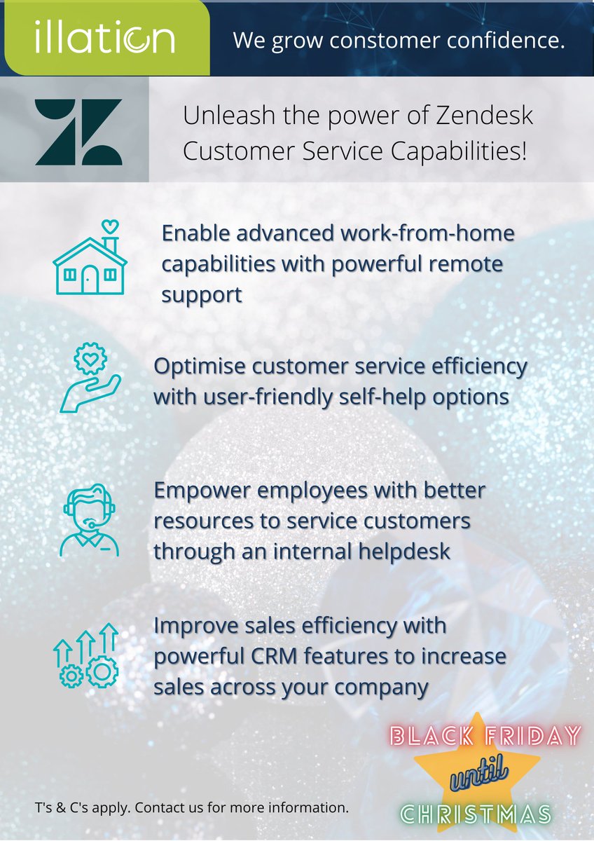 IllationZA's tweet photo. Get your #customerservice ready for the new year with #Zendesk's powerful capabilities at #discount prices.

Contact us to learn more about our amazing offers this holiday season.

#BlackFriday2020 #BlackFridayDeals  #illation #customerexperience #digitaltransfomation https://t.co/yuEwfAZB6K
