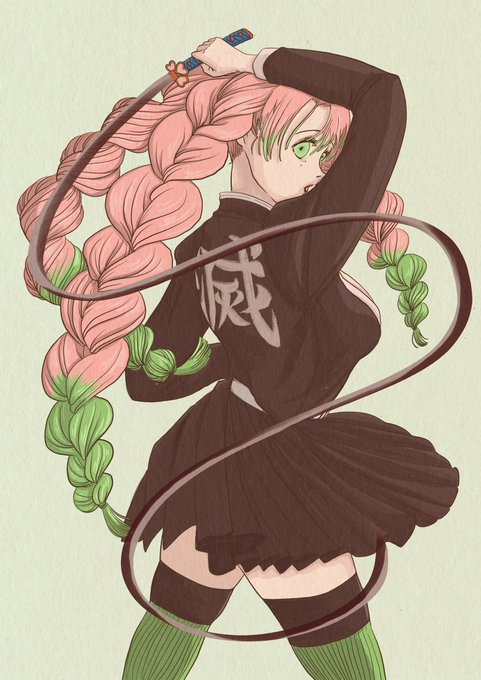 ゆかさんがTwitterに投稿した甘露寺蜜璃(鬼滅の刃)のイラスト。