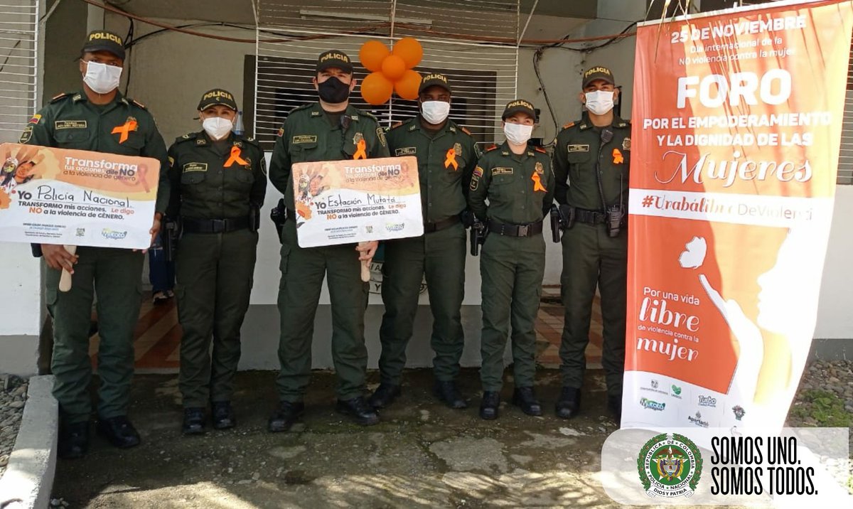 PoliciaUraba's tweet photo. #NoEstánSolas | En el Municipio de #Mutata acompañamos en el día internacional de la NO violencia contra mujeres. Promoviendo la protección y el goce de sus derechos.
Denuncie cualquier manifestación de violencia de género. Línea 155
#SomosUnoSomosTodos https://t.co/GLNPqfI3Ha