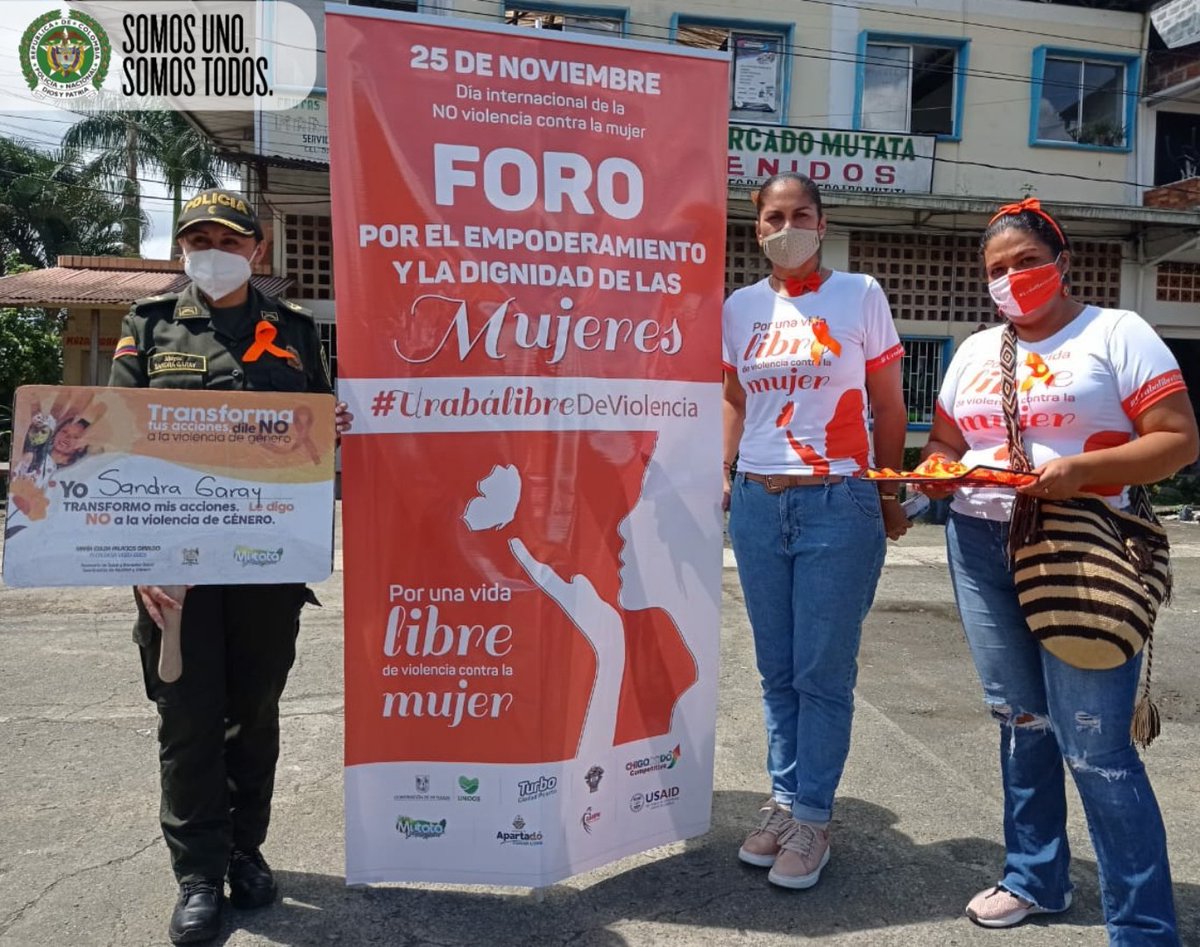 PoliciaUraba's tweet photo. #NoEstánSolas | En el Municipio de #Mutata acompañamos en el día internacional de la NO violencia contra mujeres. Promoviendo la protección y el goce de sus derechos.
Denuncie cualquier manifestación de violencia de género. Línea 155
#SomosUnoSomosTodos https://t.co/GLNPqfI3Ha
