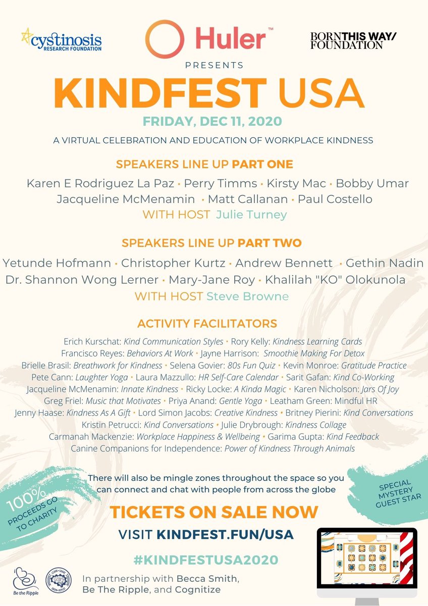 Every time I look at this lineup, I seriously feel butterflies of excitement! 🙌🎉🇺🇸

Massive thanks to everyone who is showing #kindness in giving their time for #KindfestUSA - we are so #grateful 

Tickets 👉 eventbrite.com/e/kindfest-usa… 

#HR #HRCommunity #Kindfest2020
