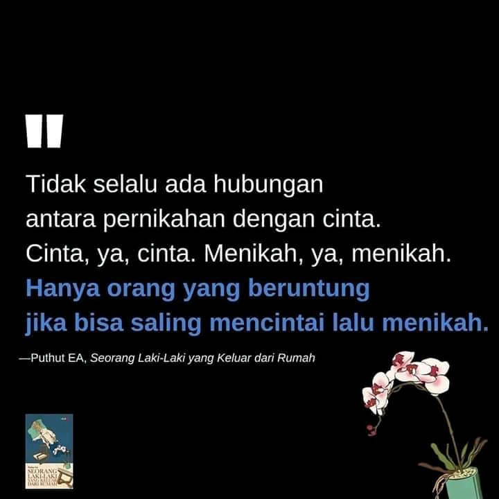 akulosopo's tweet photo. "Menikah itu nasib, mencintai itu takdir. Kamu dapat berencana menikah dengan siapa, tapi tak bisa rencanakan cintamu untuk siapa - Sudjiwo Tedjo" #menikah https://t.co/RMOs87GsWU