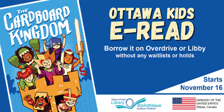 opl_bpo's tweet photo. Are you a Fan of #comics? OPL, in partnership with @usembassyottawa is offering a special #eRead of #TheCardboardKingdom by @chadsell01 and other talented authors. The book is available on Overdrive until Dec. 18 for children aged 6 to 10! Borrow it at https://t.co/ahcvtwaCNS. https://t.co/r3IWZdt4zg