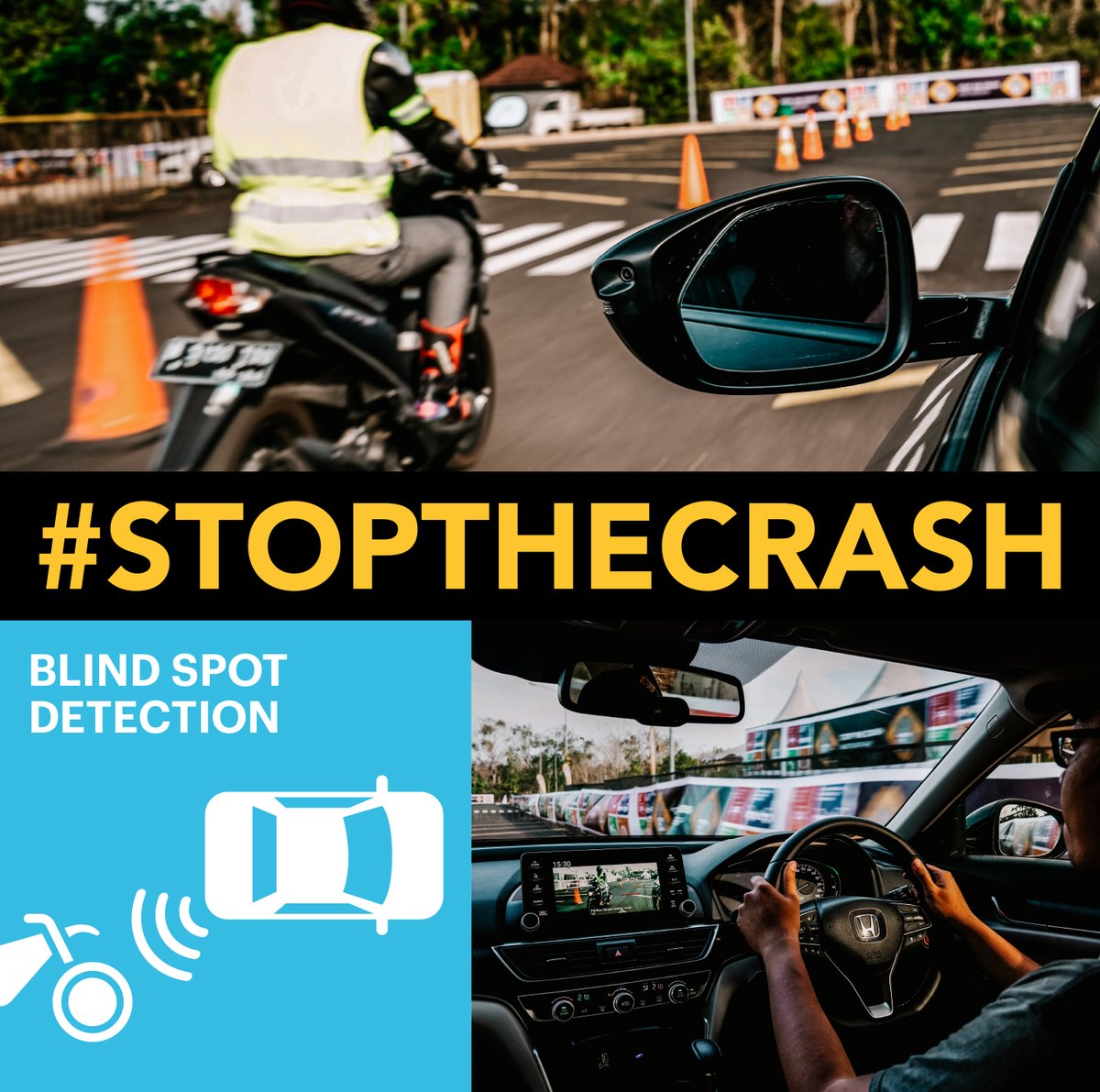 StoptheCrash's tweet image. Blind Spot Detection #BSD
Important life saving technology with motorcycle crashes being of major concern worldwide. 
In a lane changing crash avoidance scenario #BSD alerts drivers to the presence of motorcycles &amp;amp; bicycles in the blind spot zone.
#StopTheCrash #50by30