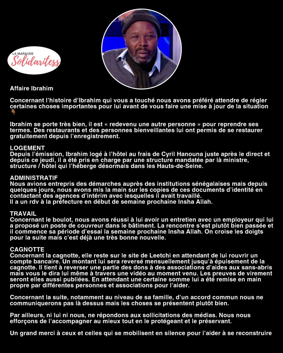 bvmakosoldat's tweet photo. Concernant Ibrahim, j’aimerai vous faire un point sur sa situation actuelle 👇🏾 https://t.co/4rK2vvSPdw