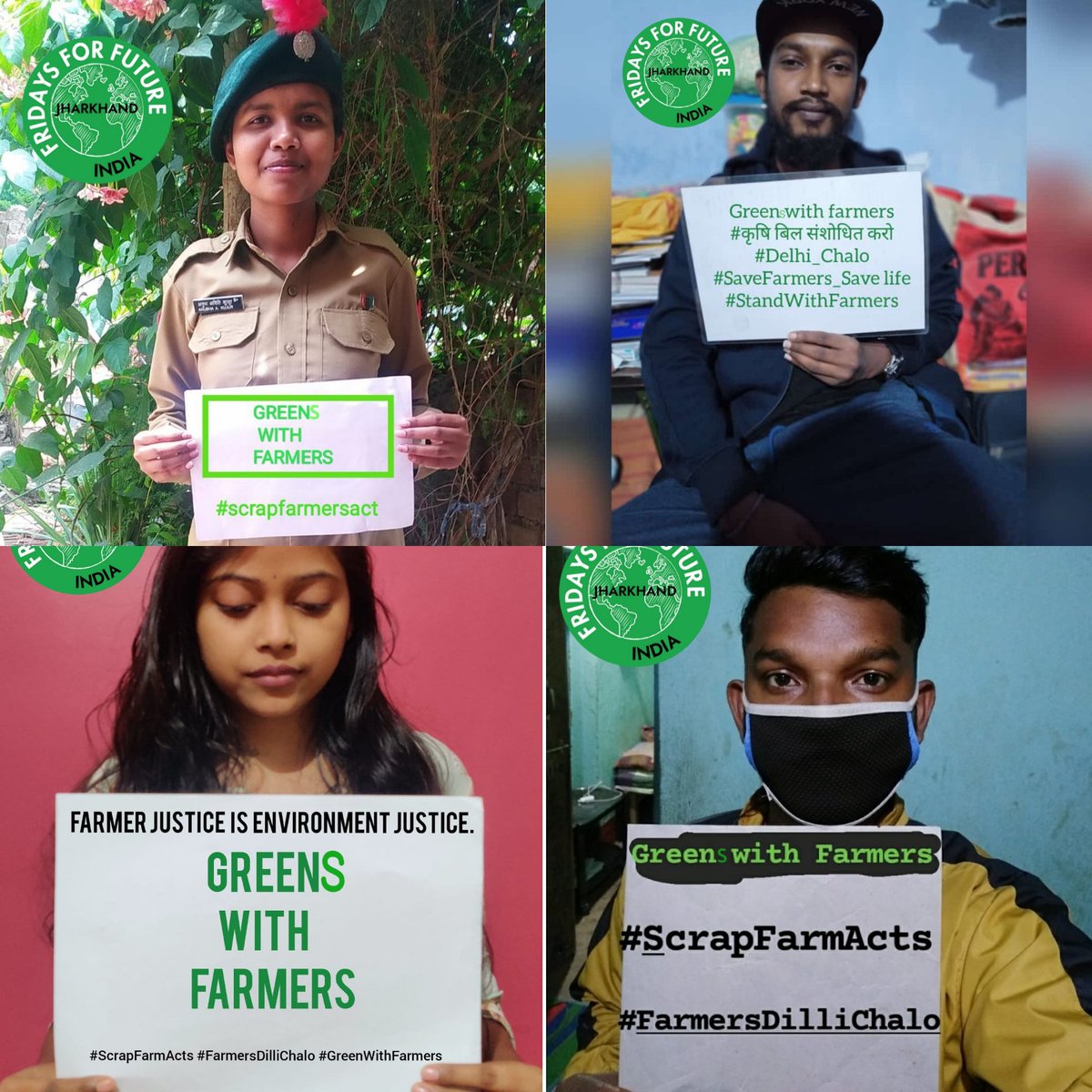 fffjharkhand's tweet photo. किसान की आवाज पर्यावरण की आवाज।
We stand for Farmers Justice.
#greenswithfarmers #FarmersProtest #FarmersDilliChalo #adivasiinact #fffjharkhand #fffindia #ClimateJustice #farmersjustice @FFFIndia @AdivasisMatter @Fridays4future https://t.co/ds7GJ8AMvW