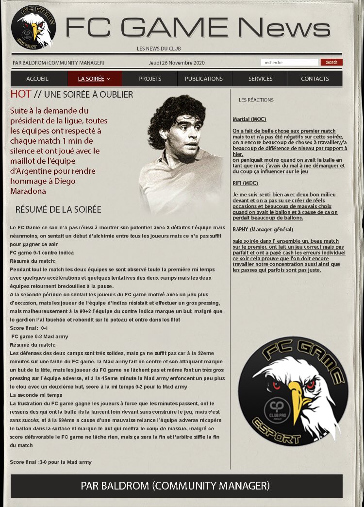 Voici l’article qui résume toute les rencontres de la soirée 

#fifa21 #clubpro #football