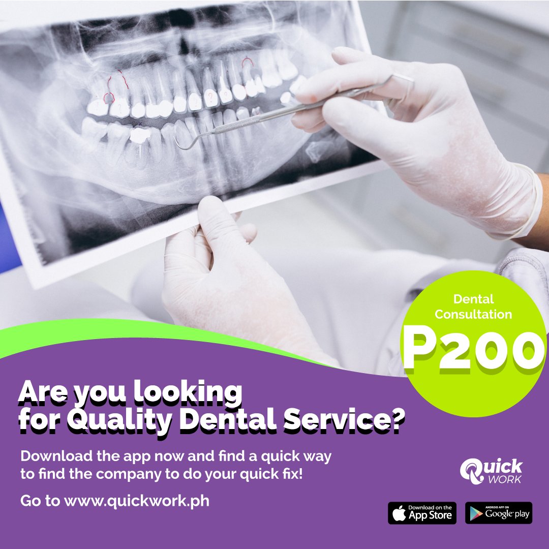 QuickWorkph's tweet image. We are keen on looking for quality services at affordable prices, Quickwork can help ease the pain in searching for your perfect match in finding quality services with the best professionals in Cebu!

DOWNLOAD THE APP NOW!
bit.ly/30q3rWE
#dental #book #quickwork