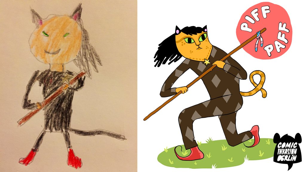comicinvasionb's tweet photo. hier das erste Ergebnis unserer Kinder-Mitmachaktion! Eingereicht von @peng_oh_peng, gezeichnet von #kleinpeng, remixed von @mk_illu. Macht mit!

here's the first result of our call for kid drawn comic characters! Submit yours as well!

>>> https://t.co/WaVdFJrDkq

#csedigital https://t.co/bJQ9k3IJPg