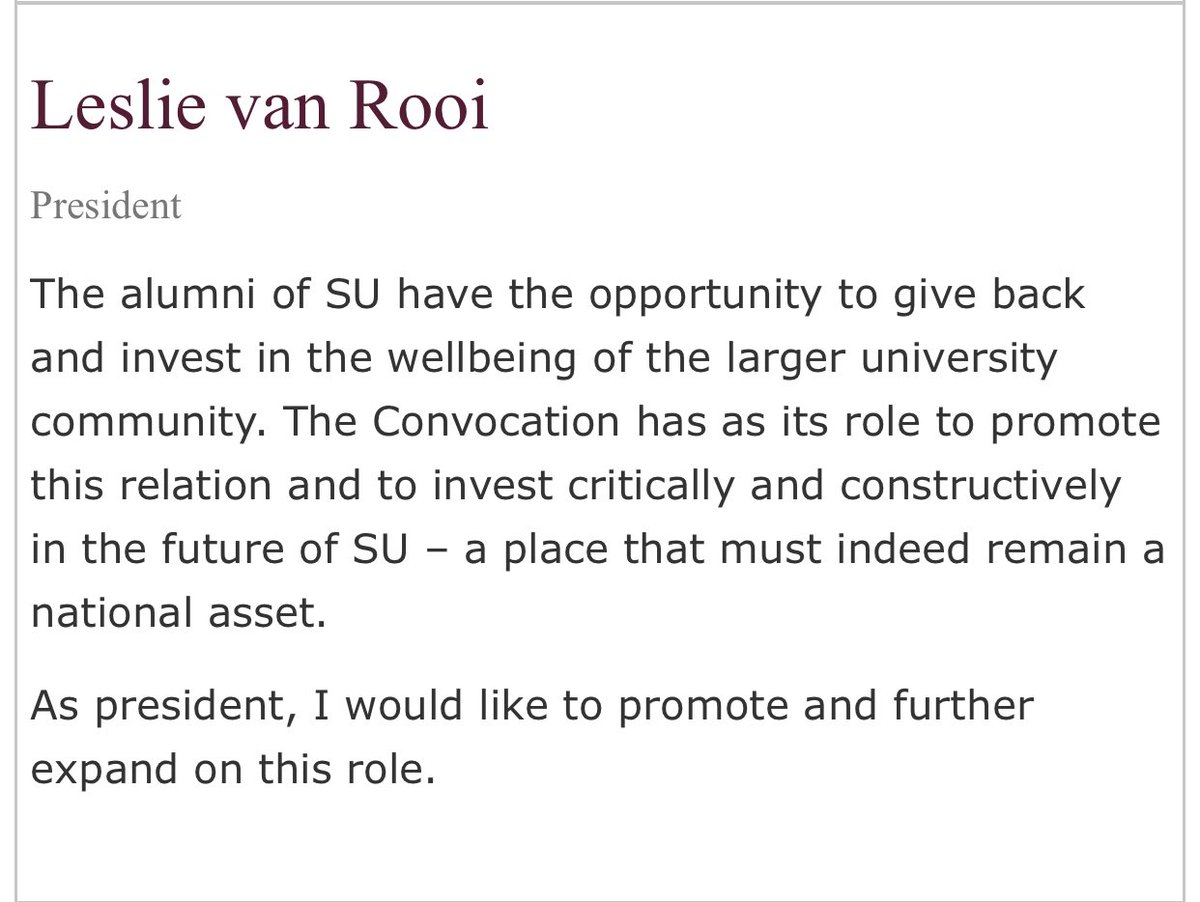 smit_law's tweet photo. SU graduates &amp; acad staff, remember to vote in the Convocation election! There are 2 candidates for President and candidates for other positions too. Be involved, inclusive and forward looking. @LawMaties1  @ThuliMadonsela3 https://t.co/BBZfZRLSY0 https://t.co/MFC1090qx8