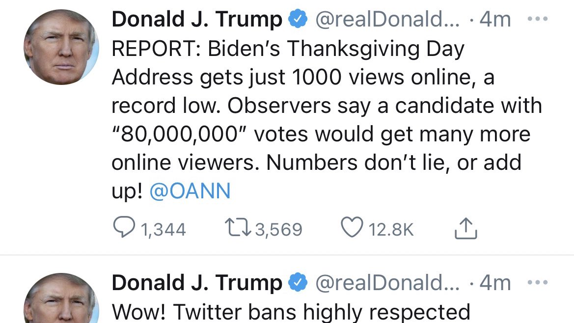 This is madness, but I think it's worth unpacking for a couple of reasons. First, Trump's woefully bad sources of info. You should watch the  @OANN clip that served as his source material