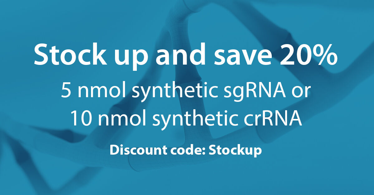 HZDiscovery's tweet photo. Can't find the perfect gift for your PI and team? You can now afford their top wish, #synthetic #guideRNA from #Dharmacon! Save 20% on any #sgRNA 5 nmol or #crRNA 10 nmol size with the code "Stockup". https://t.co/cFMNDgPIlZ #CRISPR
#contactless #holidaygifts #BlackFridayDeals https://t.co/22HorWje6p