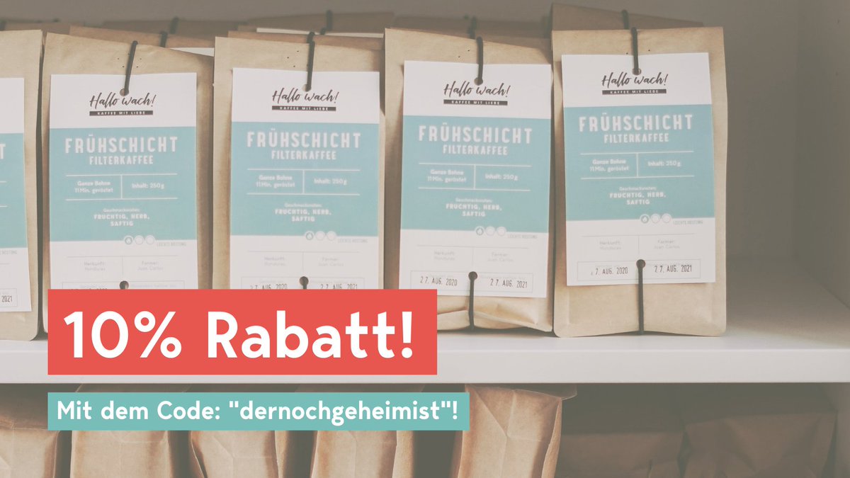 hallowachkaffee's tweet photo. OBACHT!! Kaufe deinen Kaffee mit dem Code: "dernochgeheimist" und du bekommst 10% Rabatt! Gültig bis Montag! Viel Spaß!❤️ https://t.co/h4w8aXjUjz