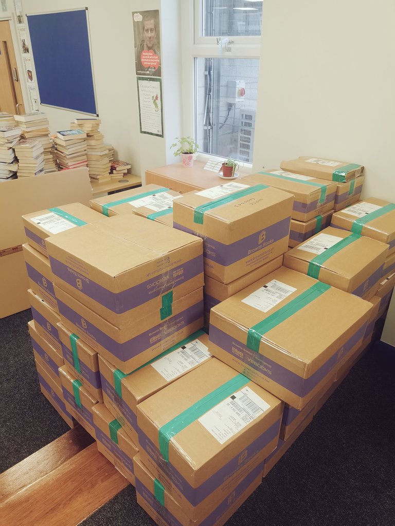 LibraryCans's tweet photo. The new Library books have started to arrive 📚📖🤩 waiting for all of the boxes to be delivered then the Senior Librarians and I can start the huge task of unpacking, processing and getting the books on the shelves! 🙌🏻 #feelingexited @Cansfield1 https://t.co/HMO5cO2B9b