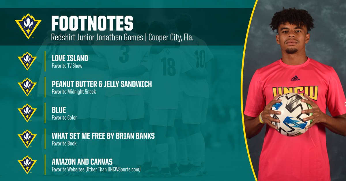 UNCWMenssoccer's tweet photo. It may be a holiday weekend, but that won't stop us from giving you a new edition of #FootNotesFriday featuring redshirt junior goalkeeper @jgomes1511
#HawkYeah #1Team1Goal https://t.co/MQH4dCEZz8