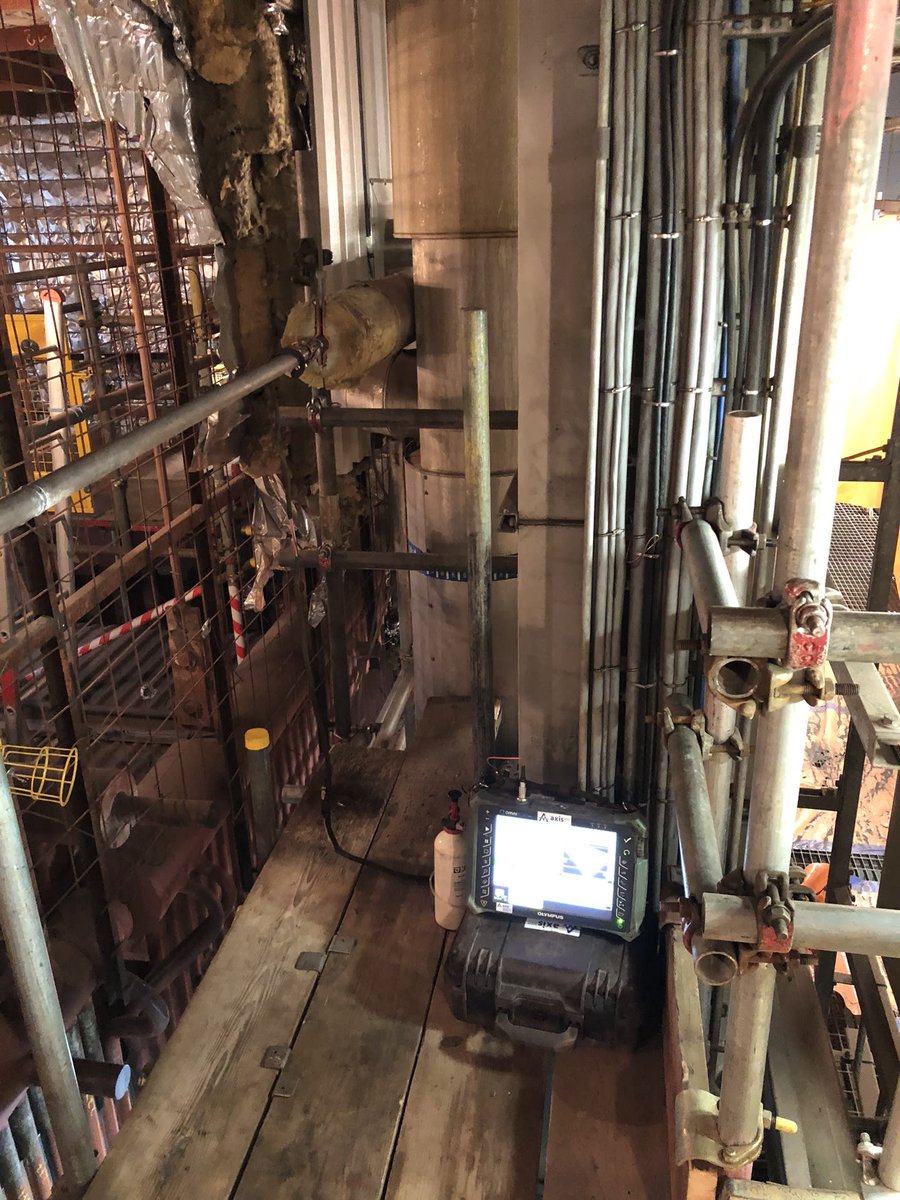 Our teams have been pushing through for the last 3 months on a number of projects across the UK. Here is a picture of some small bore Phased Array carried out this morning as part of a large scale boiler overhaul. #AxisNDT #PAUT #PhasedArray #Inspection