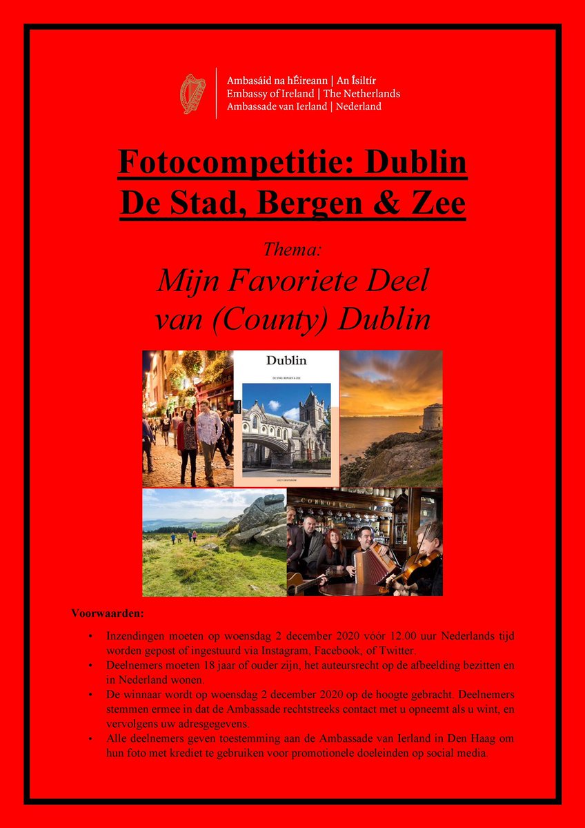🚨 Fotocompetite! 🚨 Wat vind je het leukste deel van Dublin? Laat ons zien! Tag @IrelandinNL in je mooiste Dublin foto’s op Twitter, Facebook of Instagram. 📸 Drie gelukkige winnaars zullen een kopie van Lucy Deutekom’s prachtige ‘Dublin: De Stad, Bergen & Zee’ ontvangen. 📖