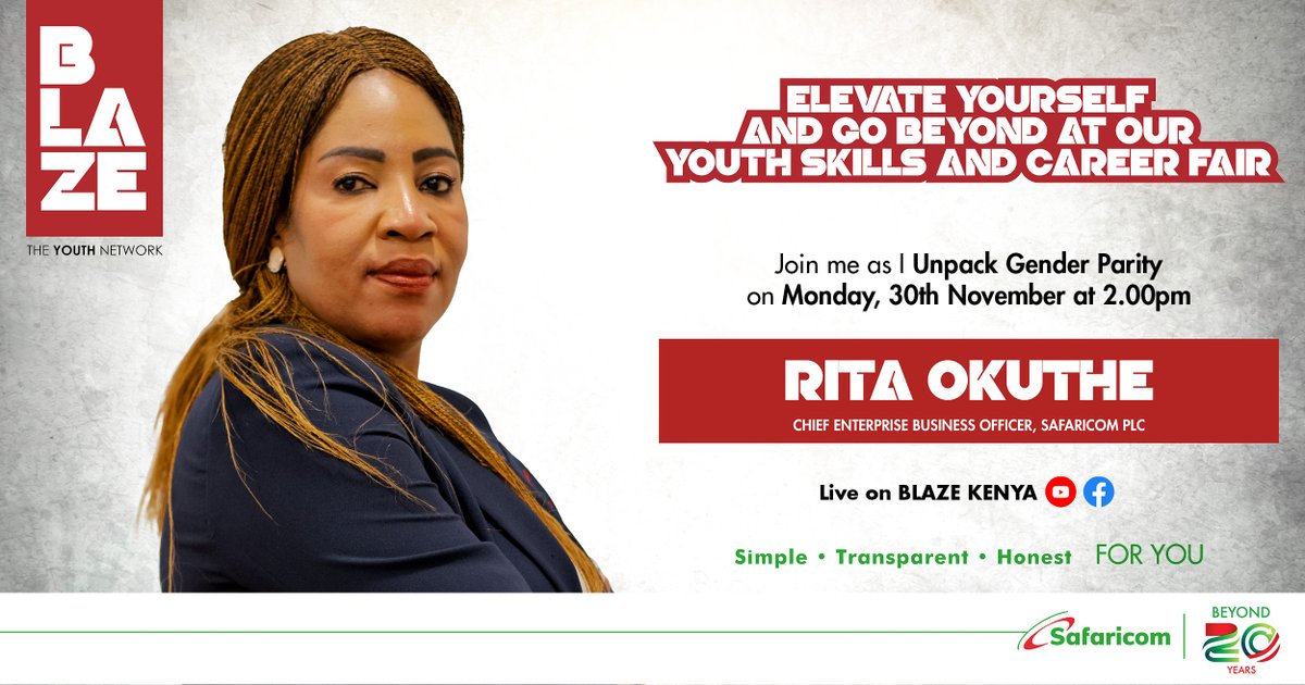 SafaricomHook's tweet photo. Join our speakers Eric Ngondi, Peter Njioka, Eric Onchonga and Rita Okuthe at our Youth Skills and Career Fair. #BLAZECareerfair #TwendeTukiuke https://t.co/3dNpY9Nnlx