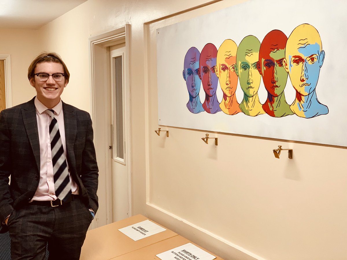 Harry’s incredible artwork finds a rightful permanent home on the walls of Kerrison House! #kerrisonpride #kerrisontalent #kerrison 💙