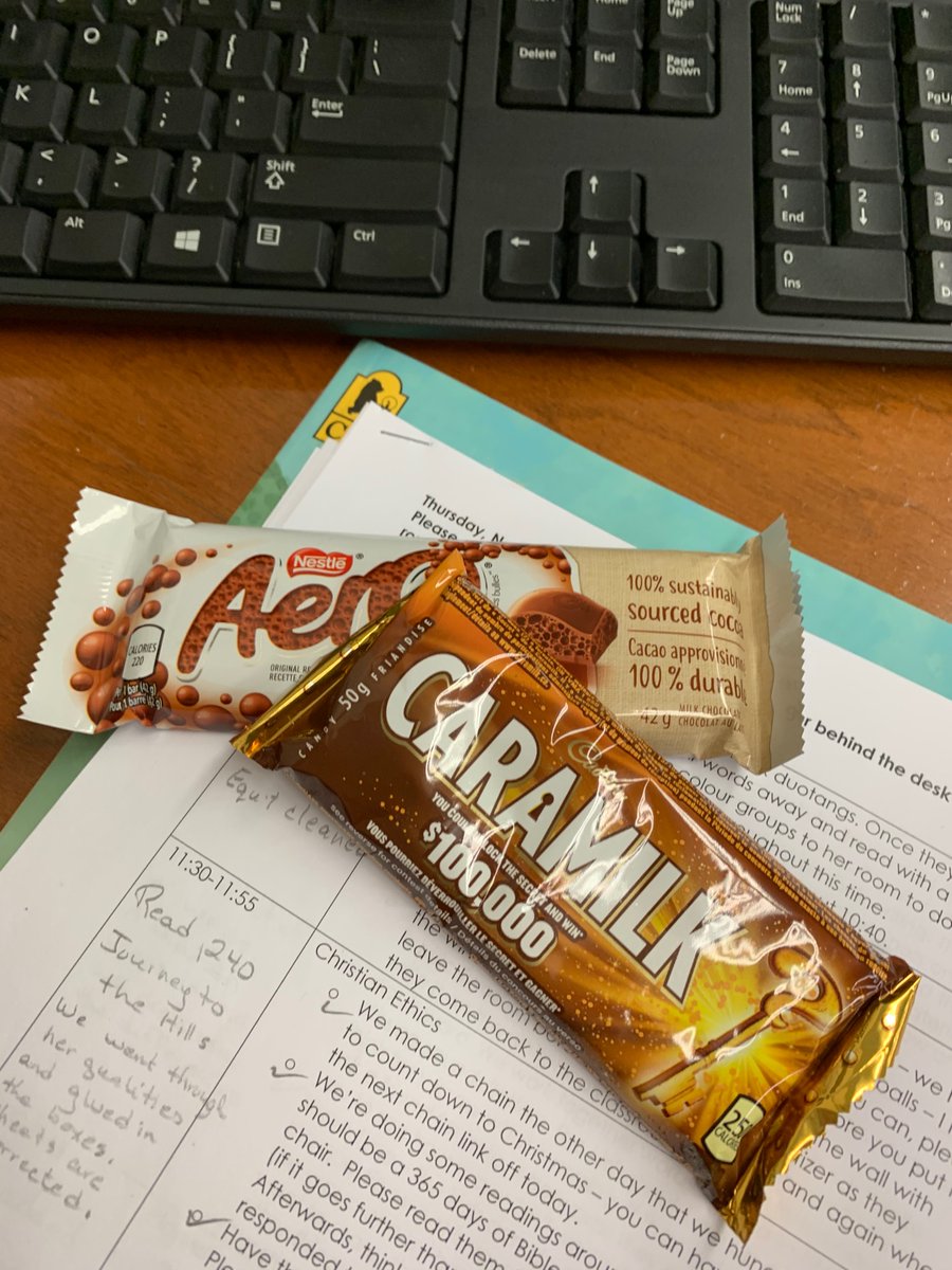 When you come back after two days and find your guest teacher has left you a treat. 💜 #makethattwo #pssdthankful