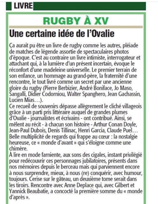 GilbertBeaubat1's tweet photo. La presse en parle! le journal l'Indépendant. ça donne envie d'en savoir davantage... non ? Car ce n'est pas un livre comme les autres... surtout pas !
#Rugby #RugbyXIII #sports #sport https://t.co/36k9AGlitB