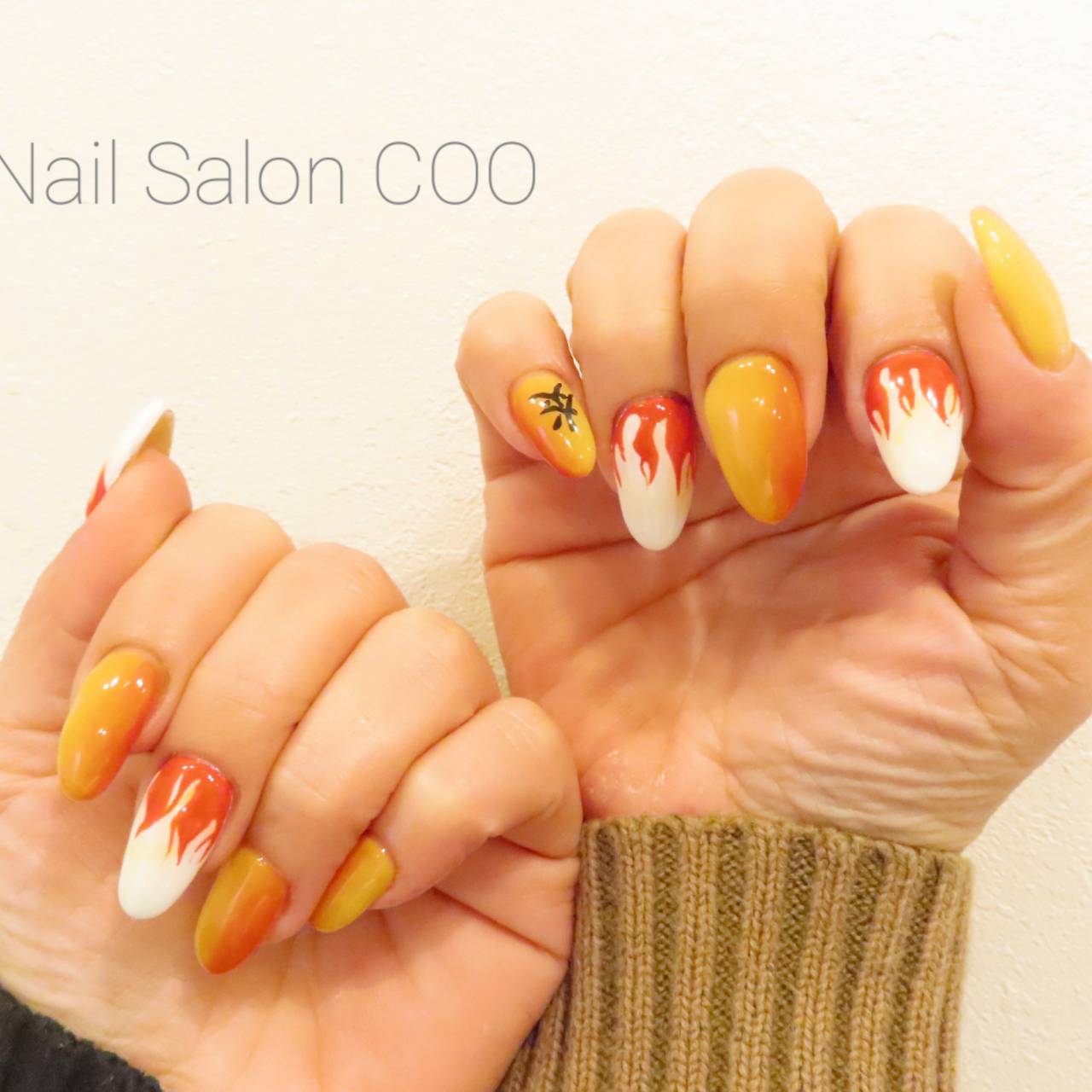 Nail Salon Coo つくば市谷田部 つくば市ネイルサロンクーです 煉獄杏寿郎ネイル かっこいいです 煉獄さん ありがとうございました 気滅の刃無限列車編 鬼滅のネイル 煉獄杏寿郎 煉獄杏寿郎ネイル 煉獄杏ネイル つくば市 ネイルサロン