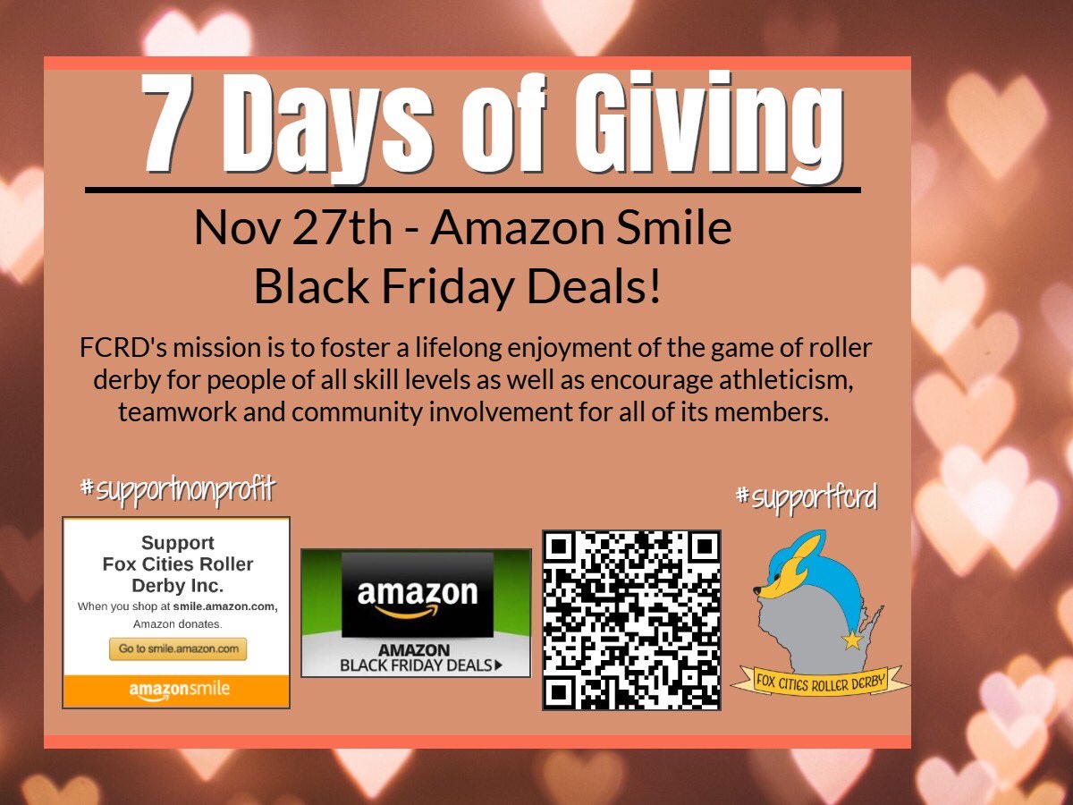 It’s Black Friday! 

If you’re shopping on Amazon make sure to use Amazon Smile and choose Fox Cities Roller Derby as your 501c3 of choice!