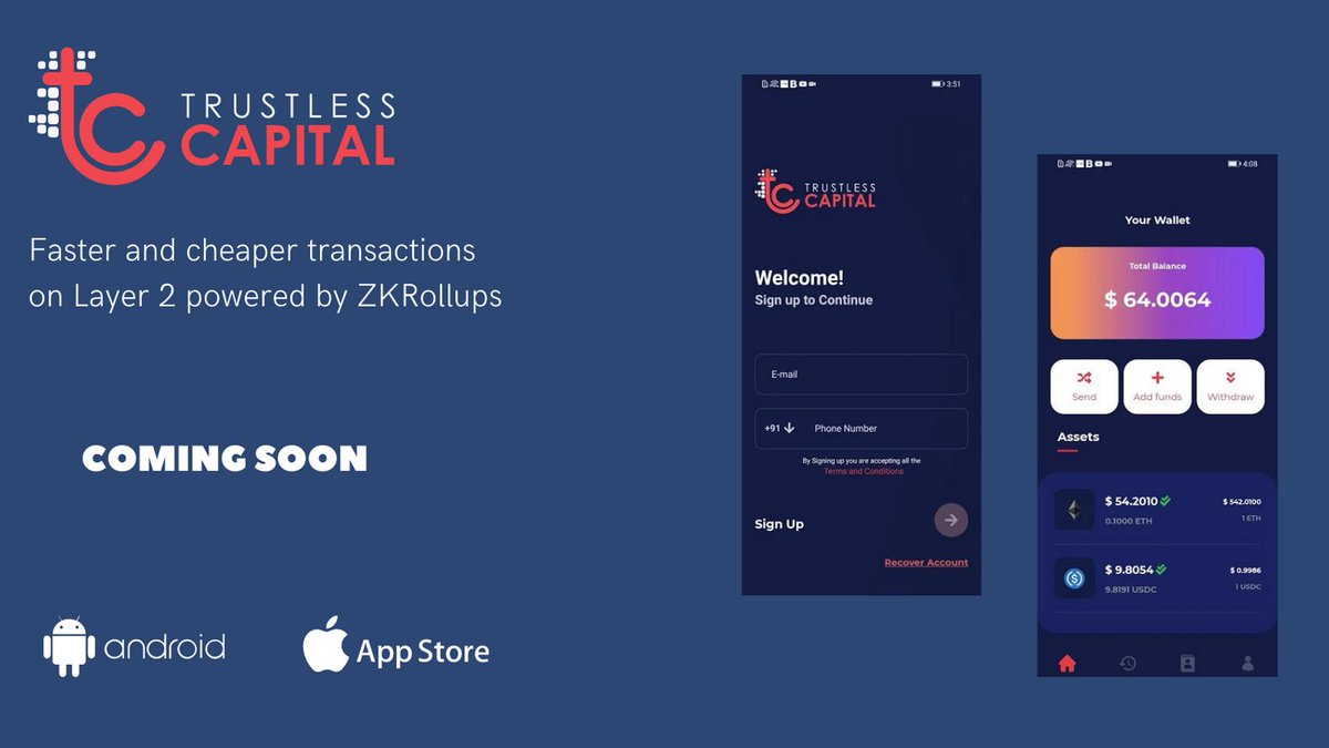 TrustlessCapHQ's tweet photo. Cheaper and faster transactions powered by #zkrollups coming soon. #defi #ethereum #invoicefinance @zksync https://t.co/LHEpbI0V9d
