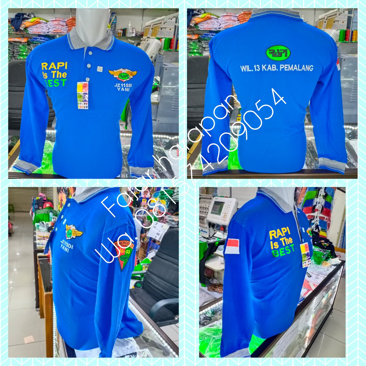 Kaos polo rapi warna biru benhur panjang minat Tlp. Wa.  
081574209054
082122113848