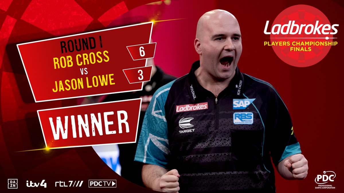 𝗖𝗥𝗢𝗦𝗦 𝗪𝗜𝗡𝗦!

Rob Cross misses just one double attempt as he proves too strong for Jason Lowe.