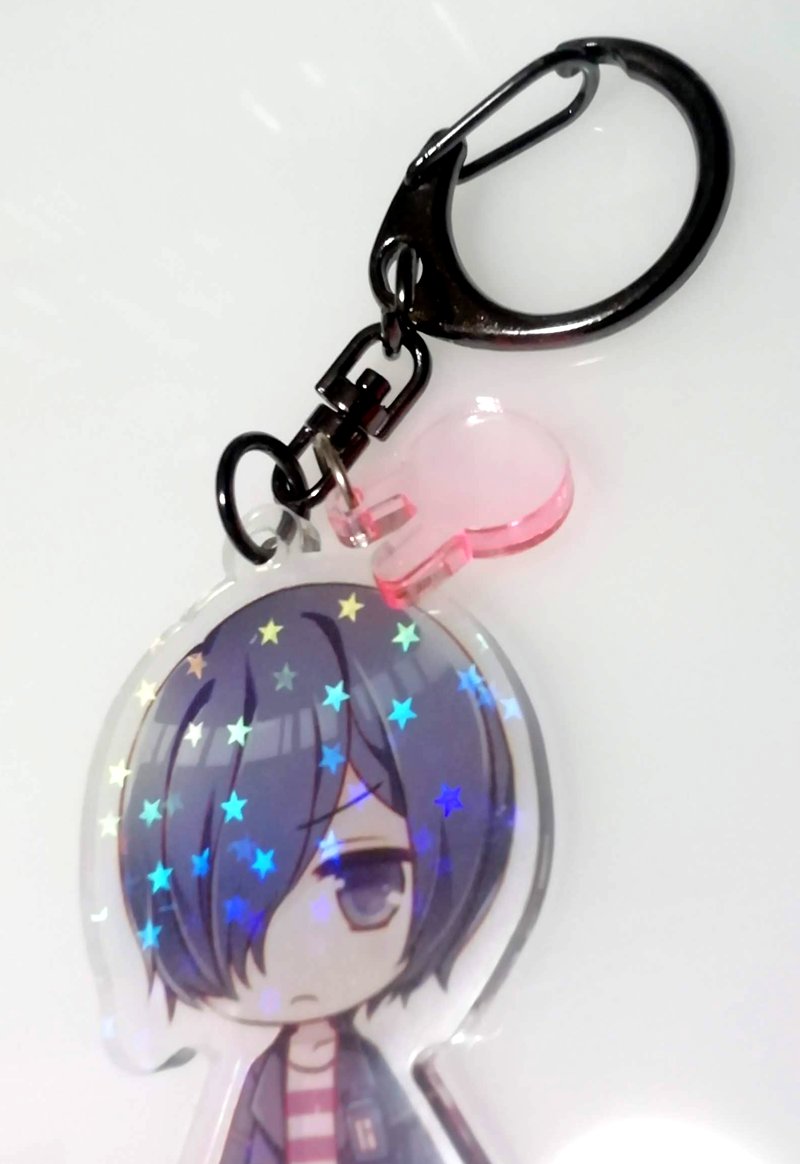 ひかるくんはうさぎ!色迷ったけど蛍光エッジピンクにしてみたよ…マジックホロは星バージョンです!キースくんは雪の結晶モチーフでレインボーフレークアクリル使ってみたんだけど目をこらさないと見えない…(*^_^*)でもそんな儚げなキラキラが雪の結晶感あって良い…そんな気がする 