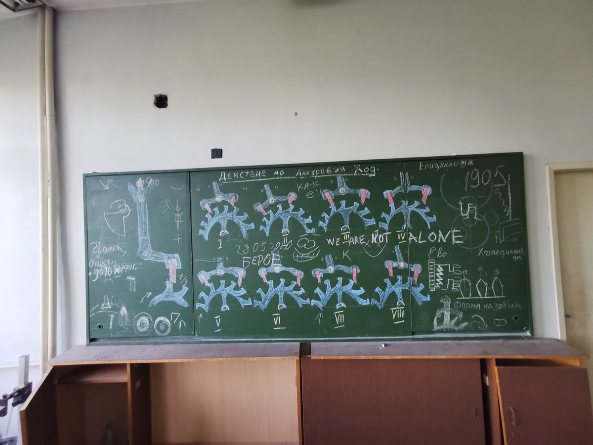 Old classrooms. Old sci-fi next to the beds. Nurses' footwear.