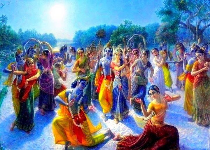 tāsāmāvirabhūcchauriḥ smayamānamukhāmbujaḥ pītāmbaradharaḥ sragvī sākṣānmanmathamanmathaḥ - Bhāgavatam 10:32:2 Then, Kr̥ṣṇa appeared in their midst wearing yellow colored silk garment & in a form that bewilders even the mind of Manmatha, who baffles everyone.