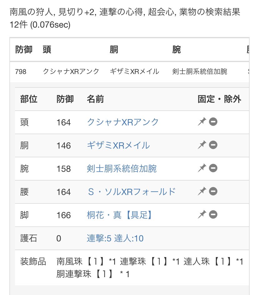 中ﾁｪ ブレ太刀で宝纏 水太刀はシャルバラルが属性値も斬れ味も優秀だけど 見た目がハサミ虫なので九十九牙丸に変更 長所の斬れ味を活かして業物付けて臨戦抜いて 顎ドンに鏡花の構え合わせるか 耐震付けてモーション値お化けの剛気刃 を乱発して火力