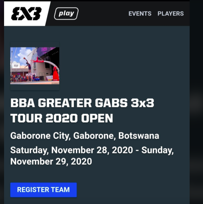 Please note that the Greater Gaborone 3x3 Tour will be played at Baisago University Basketball Courts. Fixtures can be viewed on play.fiba3x3.com

Men's registration is closed. Ladies teams can still register till end of day today. 

#3x3
#GreaterGaboroneTour