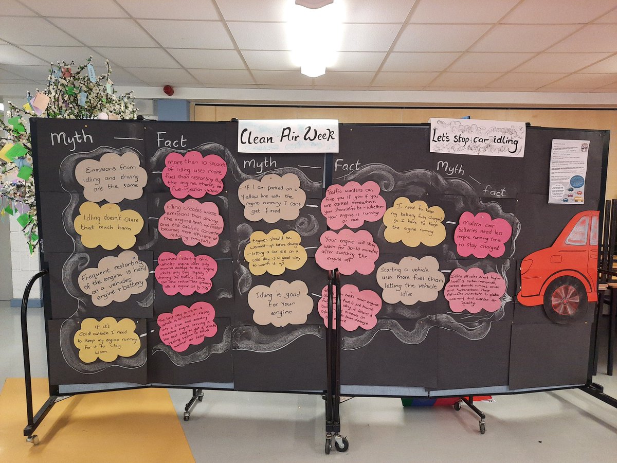 CBSNaas's tweet photo. @CBSNaas celebrating #cleanairweek. The #GreenScools Committee raised awareness on the issue with their 'Myth or Fact' noticeboard and announcements during the week. Thank you and well done to everyone involved! @ERSTIRELAND https://t.co/Dxj2o8VocQ